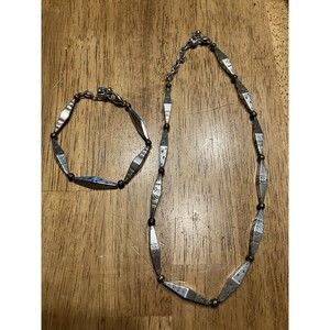 Brighton Necklace & Bracelet Jewelry Set Silver plated elongated diamond shape